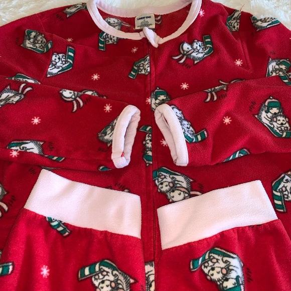 Lands’ End fleece zip one piece Jammie’s/ jogger style. Holiday/Christmas Sz 14 - Picture 4 of 7